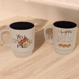 White Ceramic Mugs with Black Interior